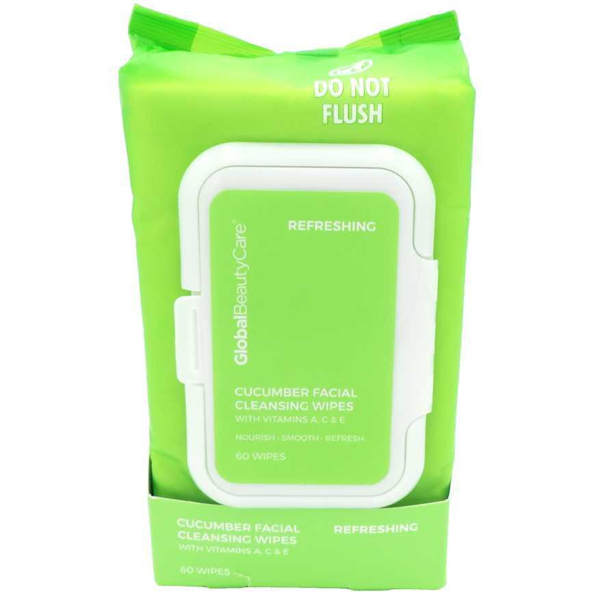 Global Beauty Care Cucumber Facial Cleansing Wipes 60 pk.
