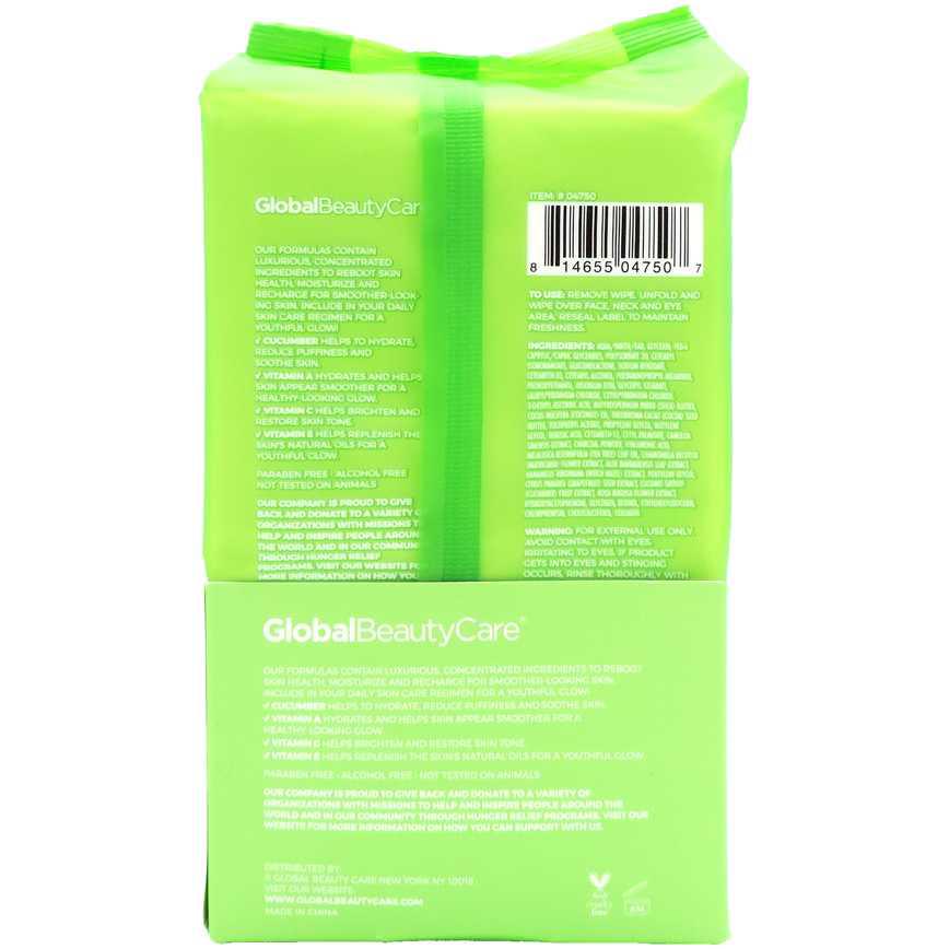 Global Beauty Care Cucumber Facial Cleansing Wipes 60 pk.