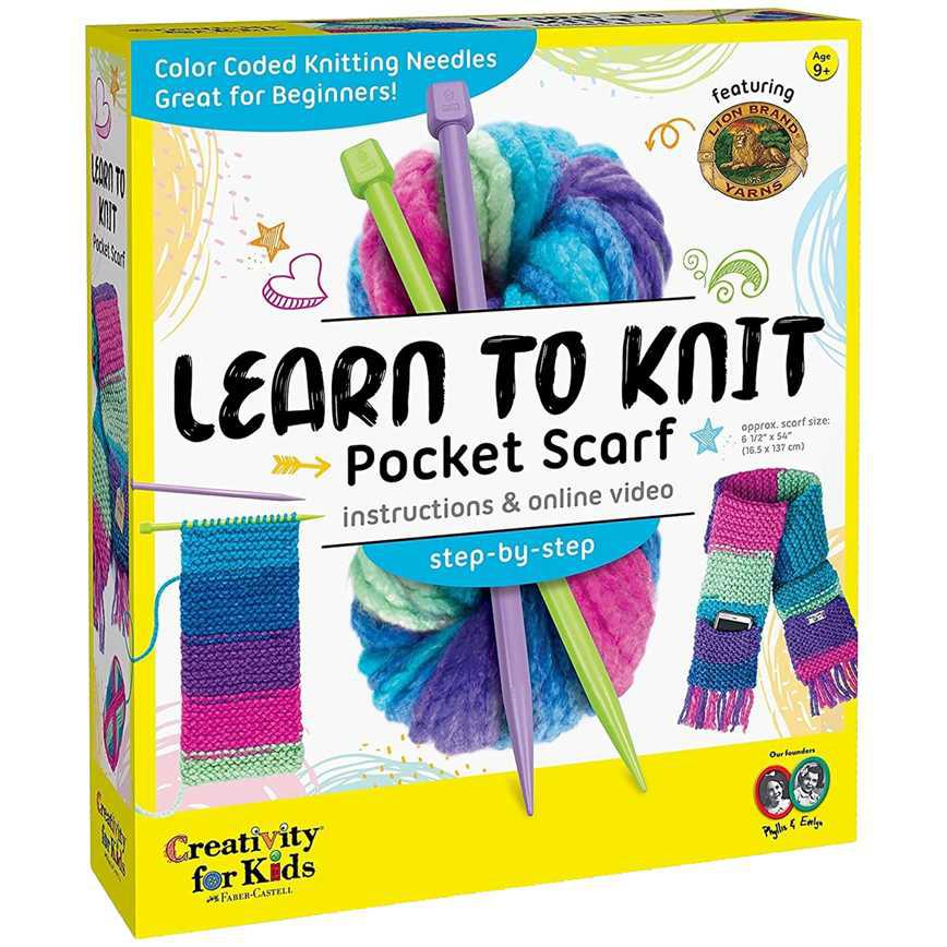 Creativity for Kids Learn to Knit Pocket Scarf Kit