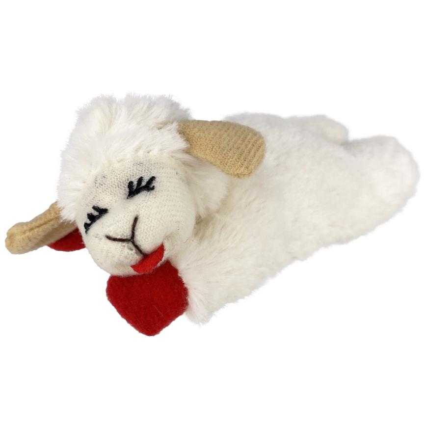 Multipet Lamb Chop White Plush Cat Toy 4"