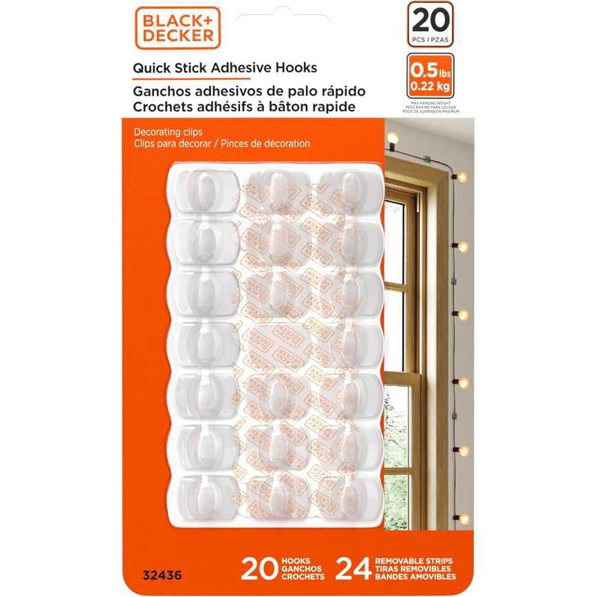 Black+Decker Clear Quick Stick Adhesive Hooks 20 pc.