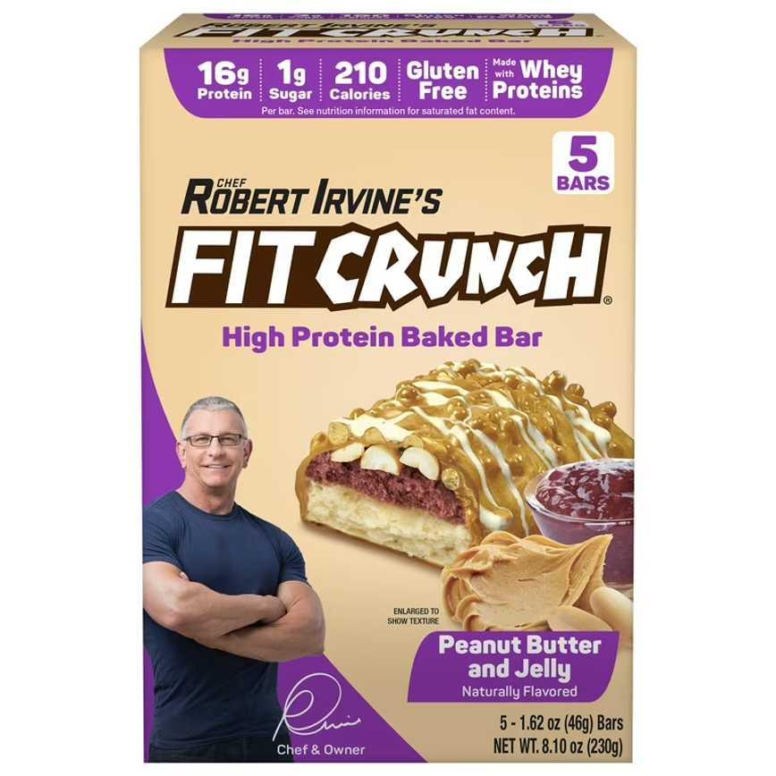 Chef Robert Irvine's Fit Crunch High Protein Baked Bar Peanut Butter and Jelly 5 ct.