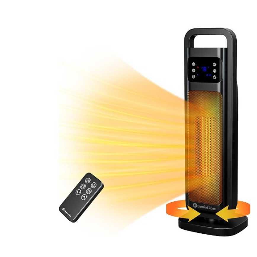 Comfort Zone Oscillating Digital Tower Heater 26"