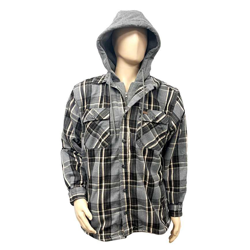 Smiths Workwear Sherpa-Lined Hooded Plaid Shirt Jacket
