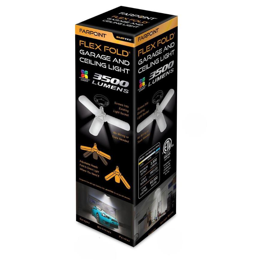 Farpoint Flex Fold Garage &amp; Ceiling Light 3,500 Lumens