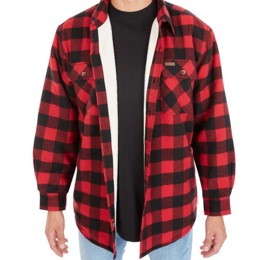 Smith's Workwear Men's Sherpa-Lined Flannel Shirt