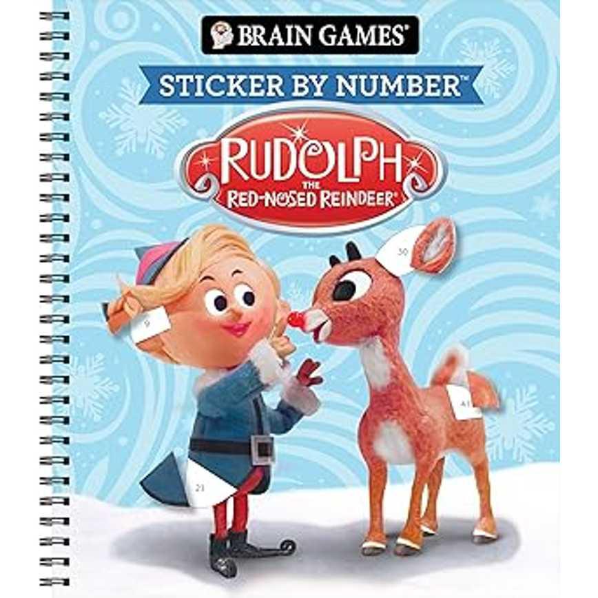Brain Games Sticker by Number: Rudolph the Red-Nosed Reindeer