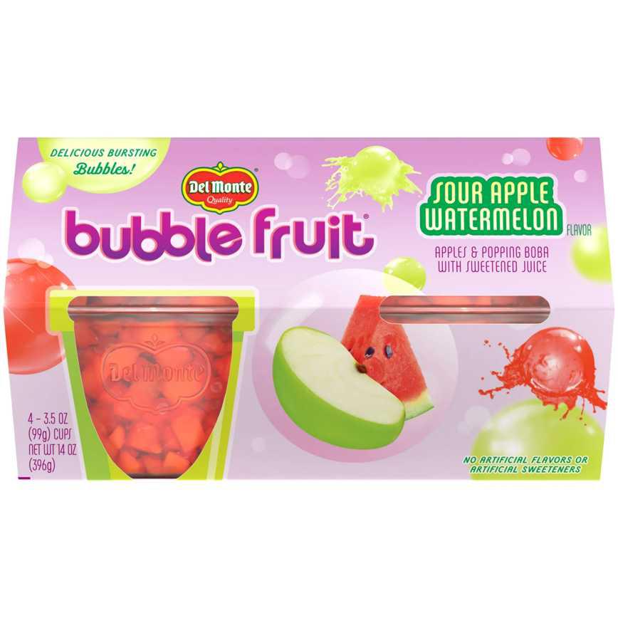 Del Monte Sour Apple Watermelon Bubble Fruit Cups 4 pk. 3.5 oz.