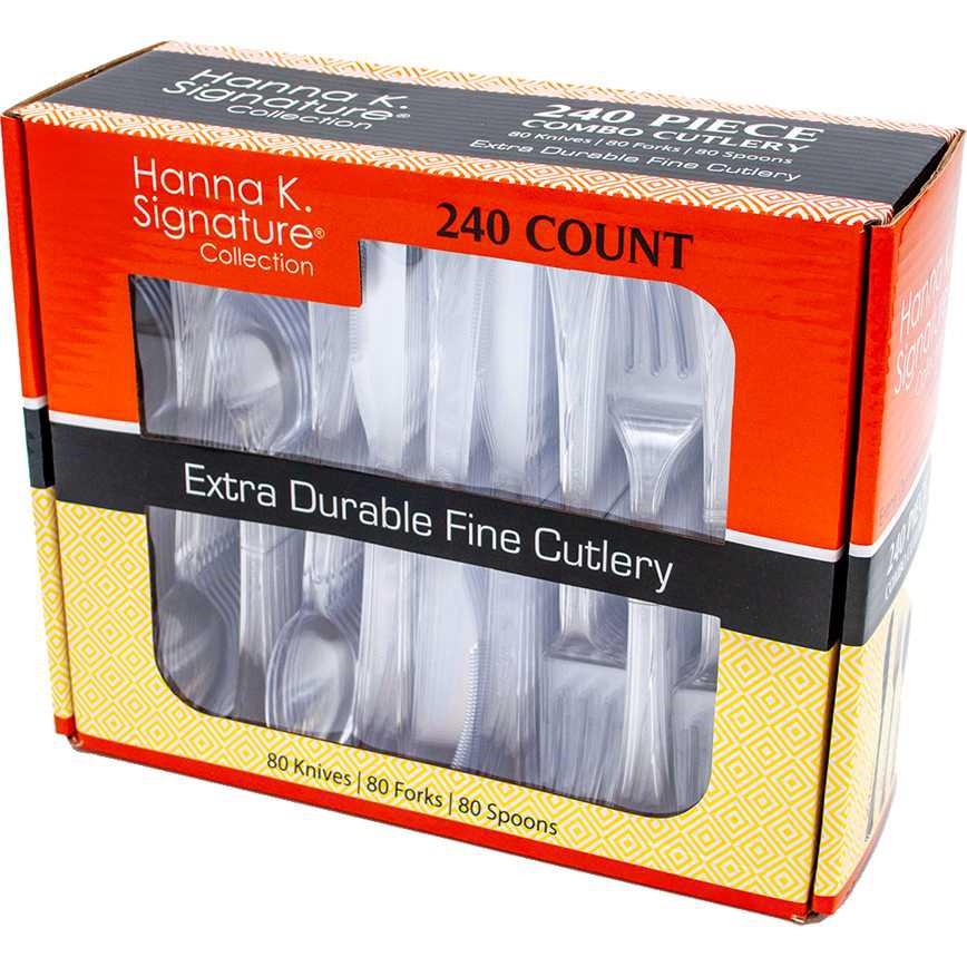 Hanna K. Signature Collection Clear Cutlery Combo Set 240 ct.