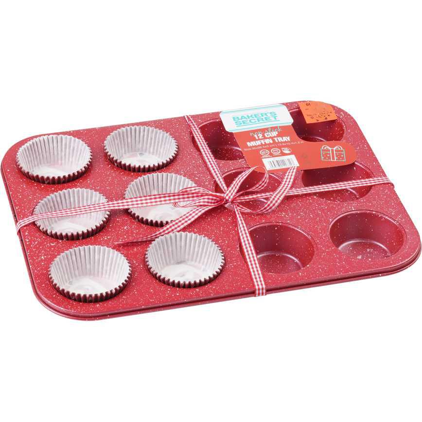 Baker's Secret Holiday Bakeware Muffin Tray 12 Cup