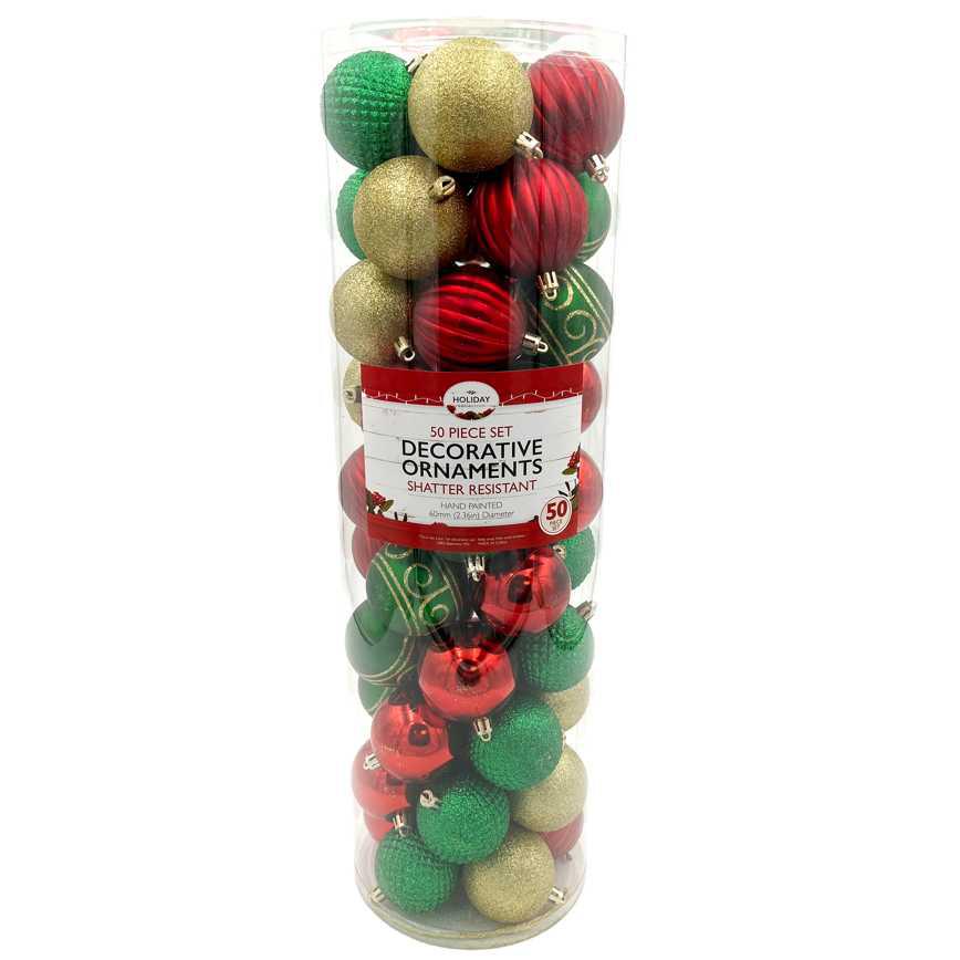 Shatter Resistant Decorative Ornaments 50 pc. Set