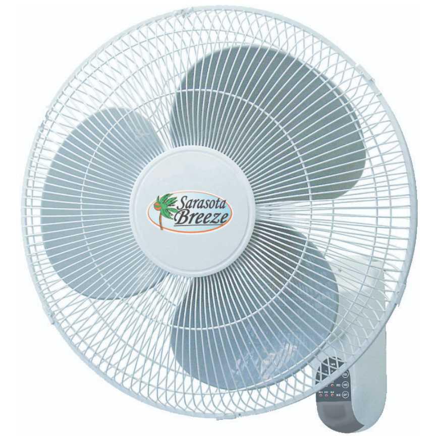 Sarasota Breeze Wall Fan with Remote 16"