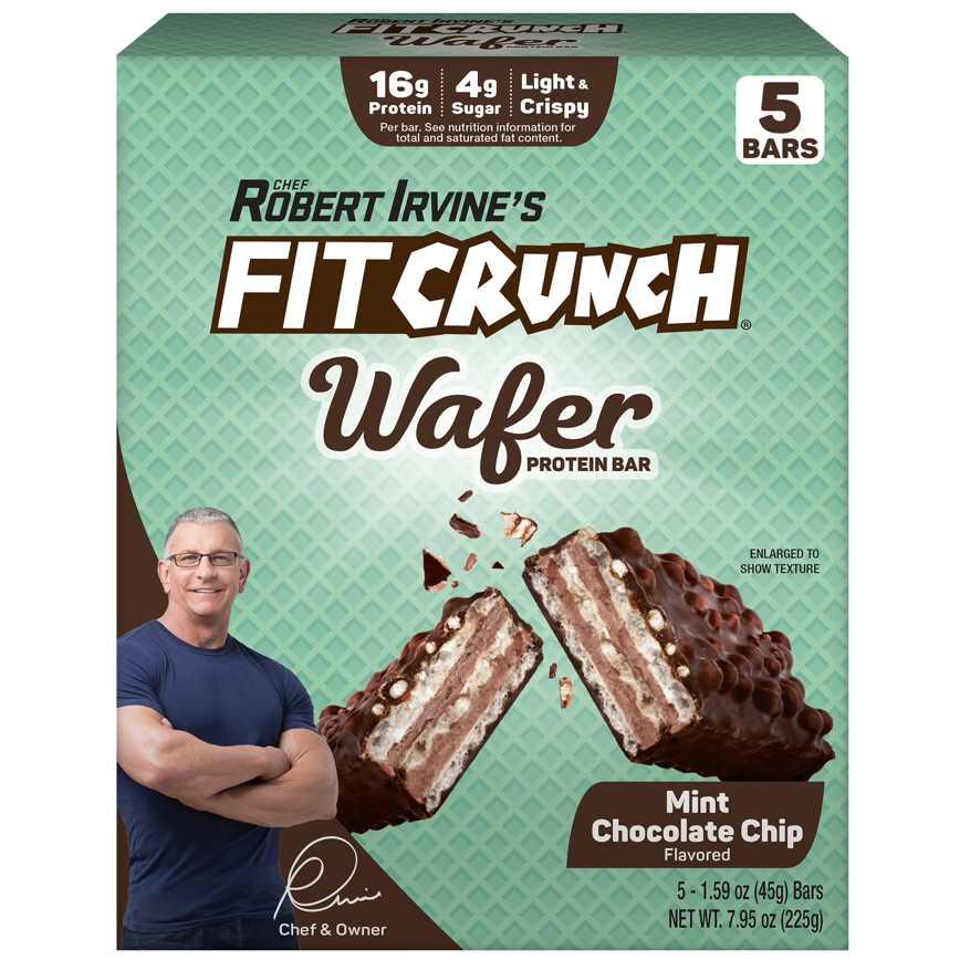 Chef Robert Irvine's Fit Crunch Wafer Protein Bar Mint Chocolate Chip 5 ct.