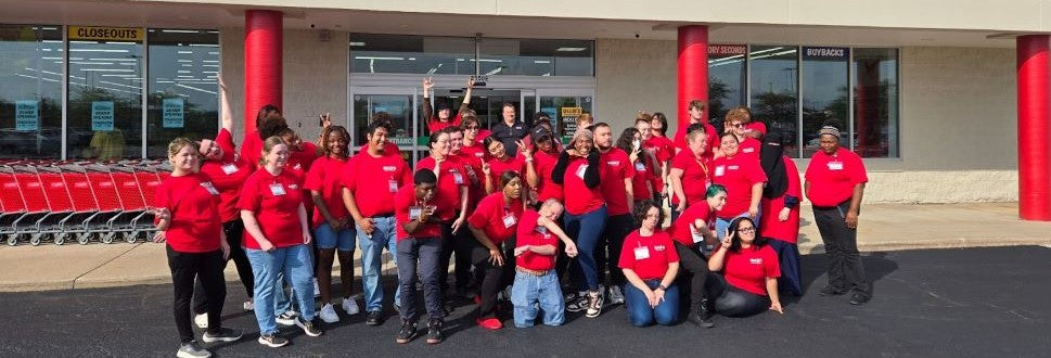 Photo of ollie's employees celebrating a new store opening