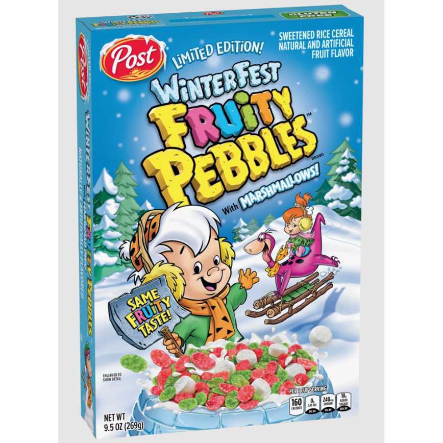 Post Fruity Pebbles Winterfest Marshmallow Cereal 9.5 oz.