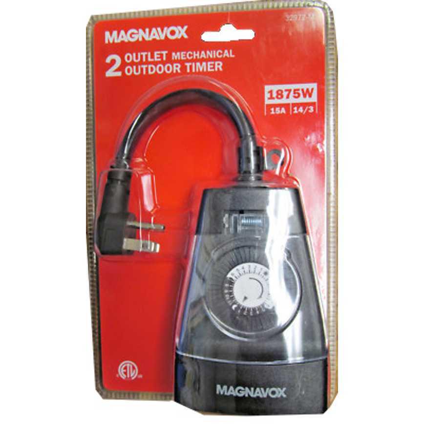 Magnavox 2-Outlet Mechanical Outdoor Timer 1875 Watt