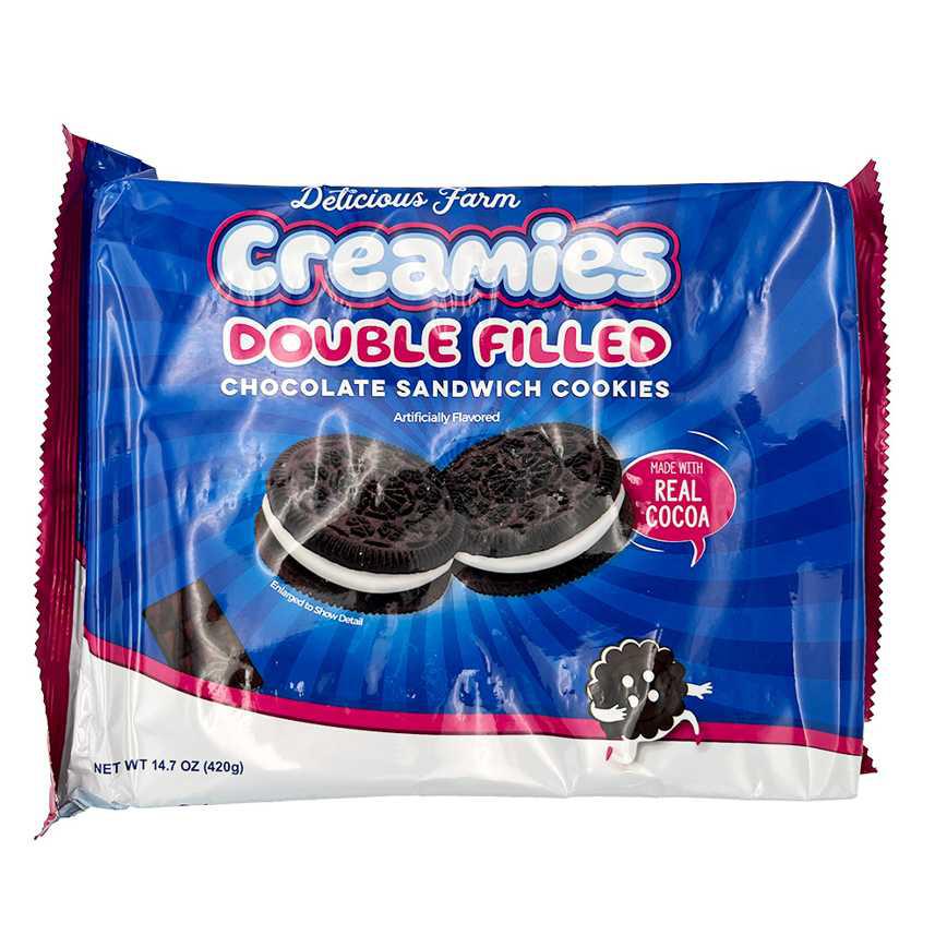 Delicious Farm Creamies Double Filled Chocolate Sandwich Cookies 14 oz.