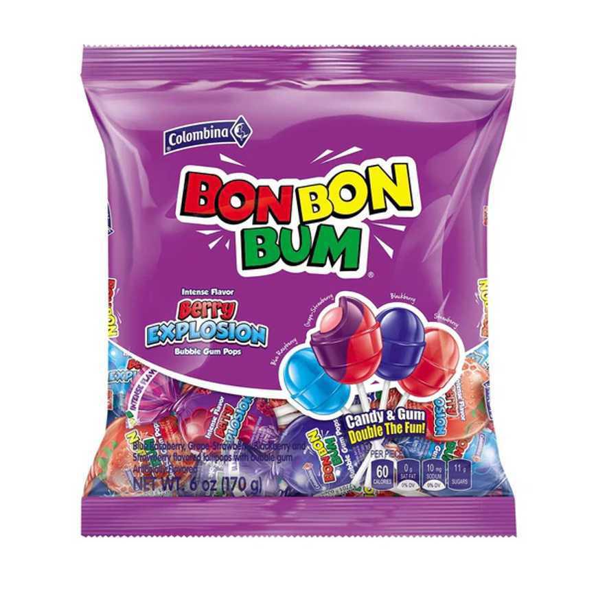 Colombina Bon Bon Bum Bubble Gum Pops Berry Explosion 6 oz.
