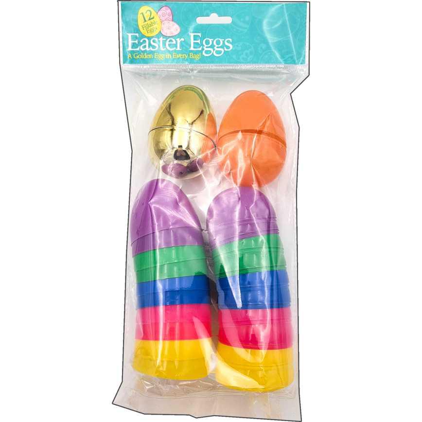 Plastic Bright Easter Eggs 12 pk.