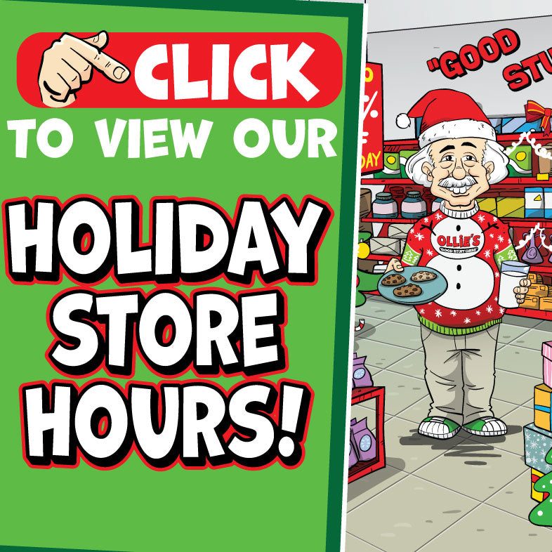 Banner with Text: Holiday Store Hours! Tap.