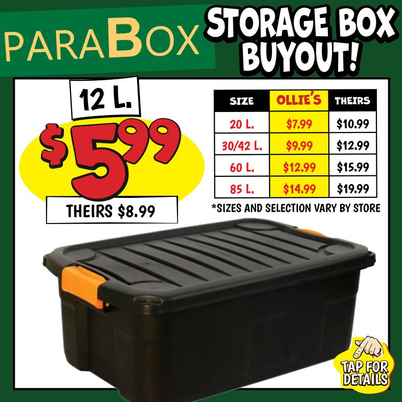 Parabox Storage Box Buyout! 12L. $5.99, theirs $8.99. *sizes and selection vary by store. Tap for details.