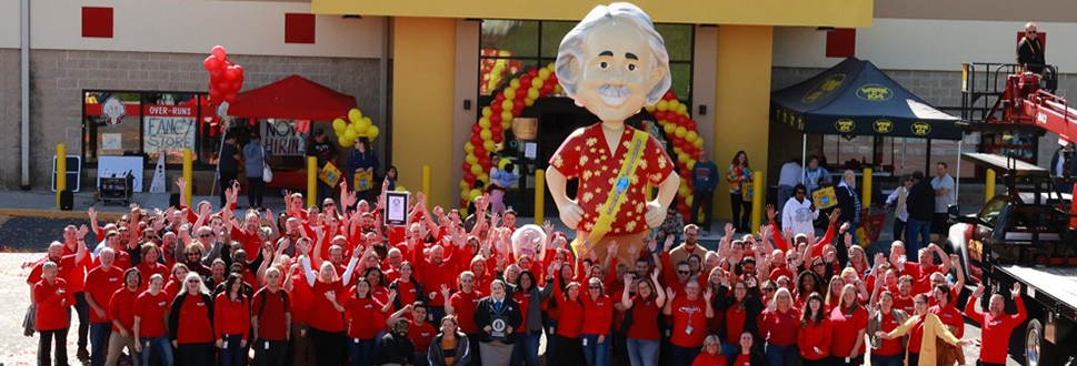 Photo of ollie's employees at the guiness world record bobblehead event